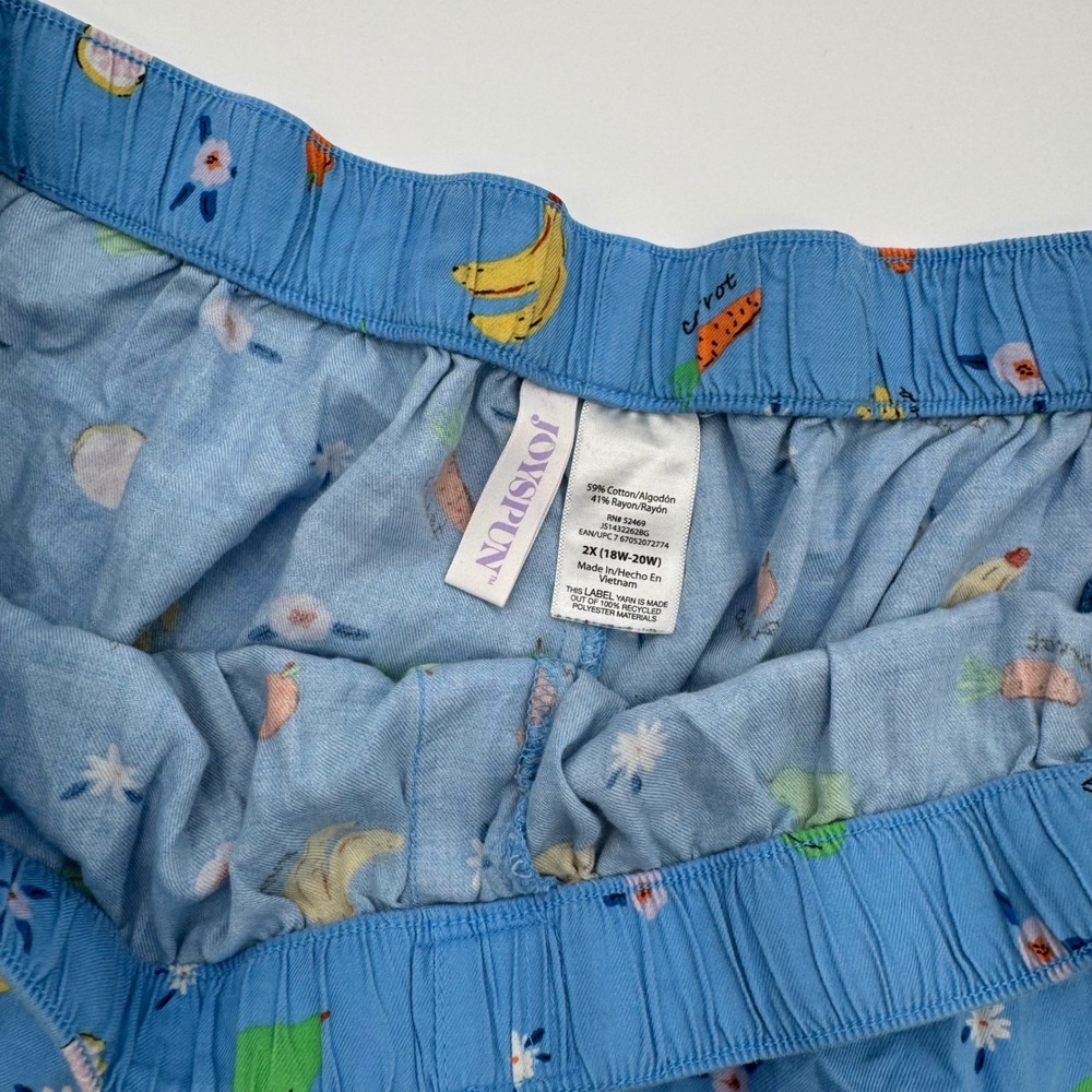 Joyspun Womens Fruit Print Pajama Shorts Blue Cotton Blend Sleepwear 2X 18W-20W - Picture 3 of 4